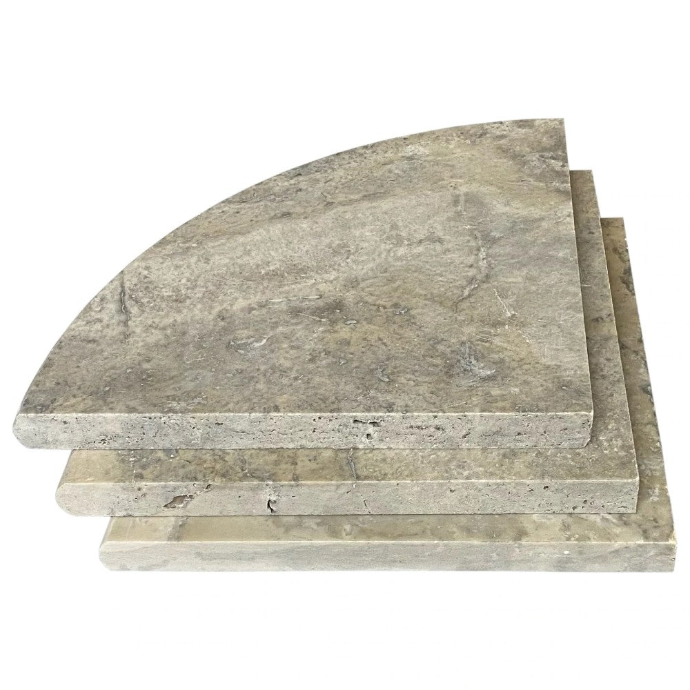 Silver Travertine 9" Shower Corner Shelf Honed and Filled