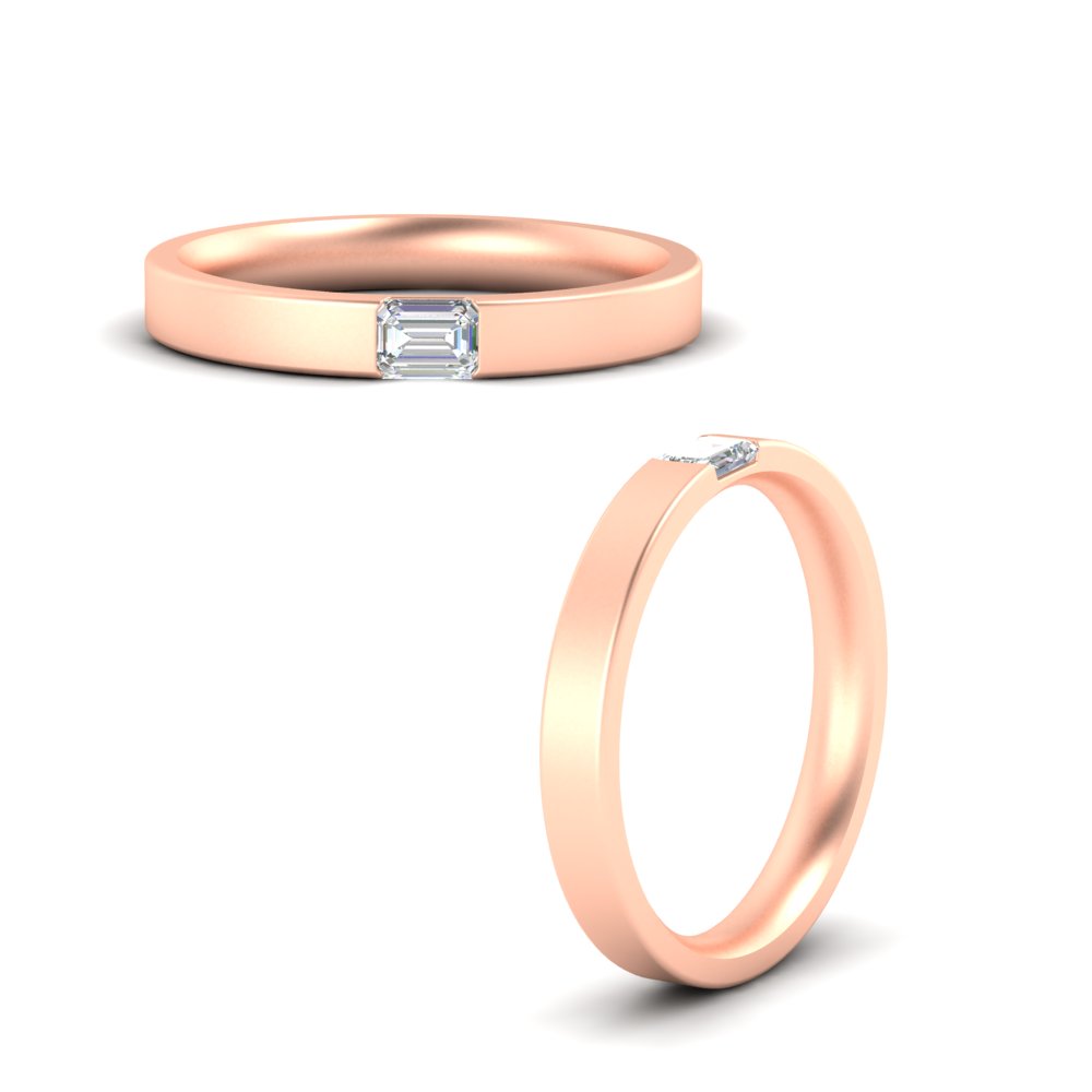 Single Emerald Mens Wedding Band
