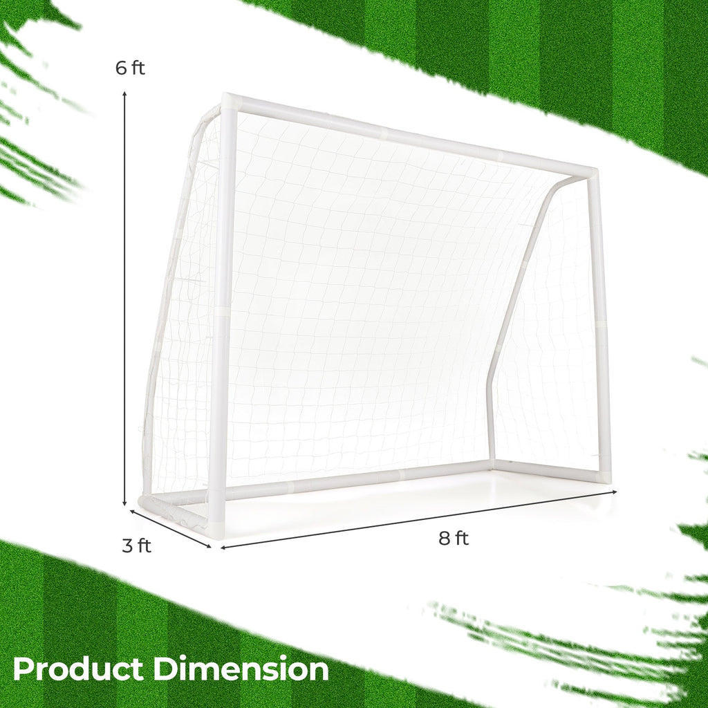 8 × 6 ft Soccer Goal with Net, Ground Stakes & 5 Training Cones