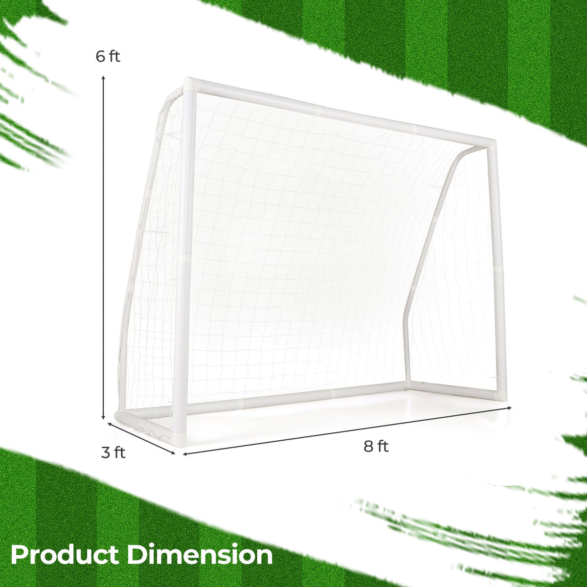 8 × 6 ft Soccer Goal with Net, Ground Stakes & 5 Training Cones