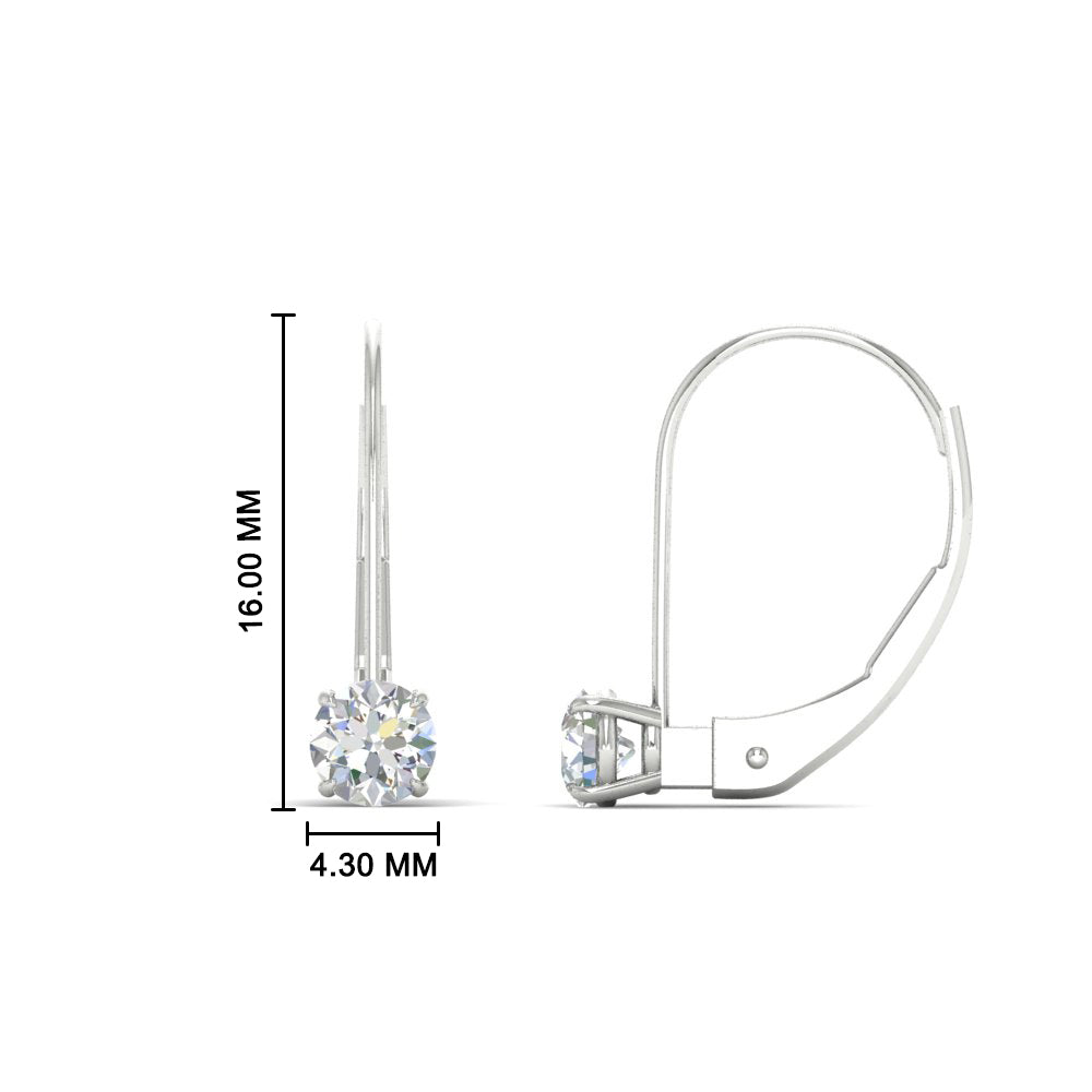 Small Round Diamond Studs Lever Back Earring