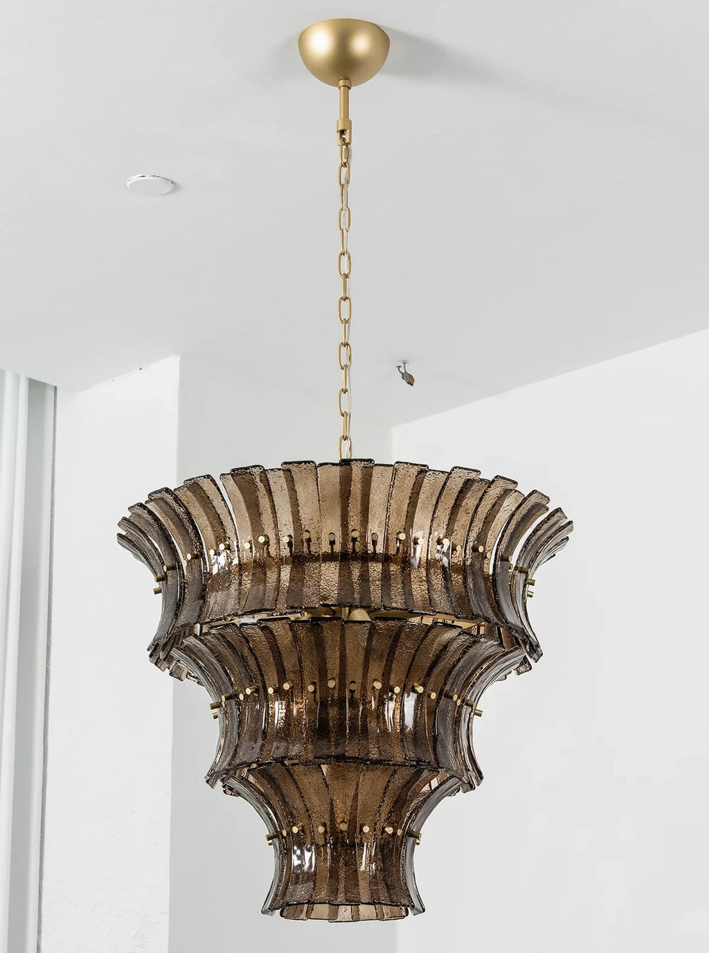 Smoke Gray Calyra Tiered Glass Chandelier