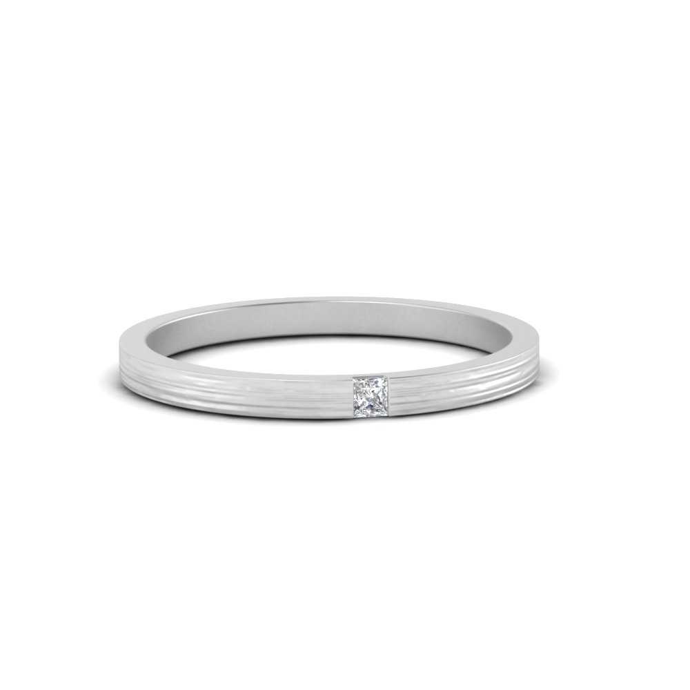 Thin Princess Cut Mens Band Ring