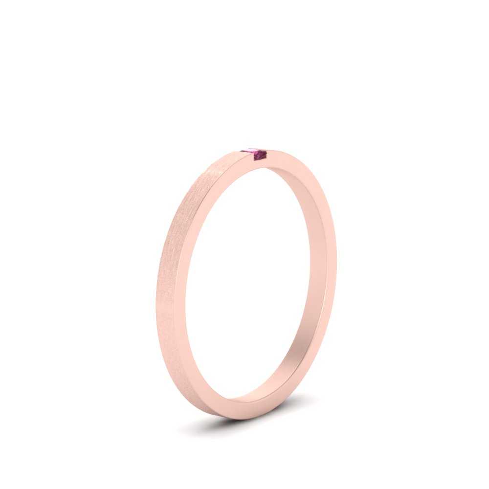 Thin Princess Cut Mens Band Ring