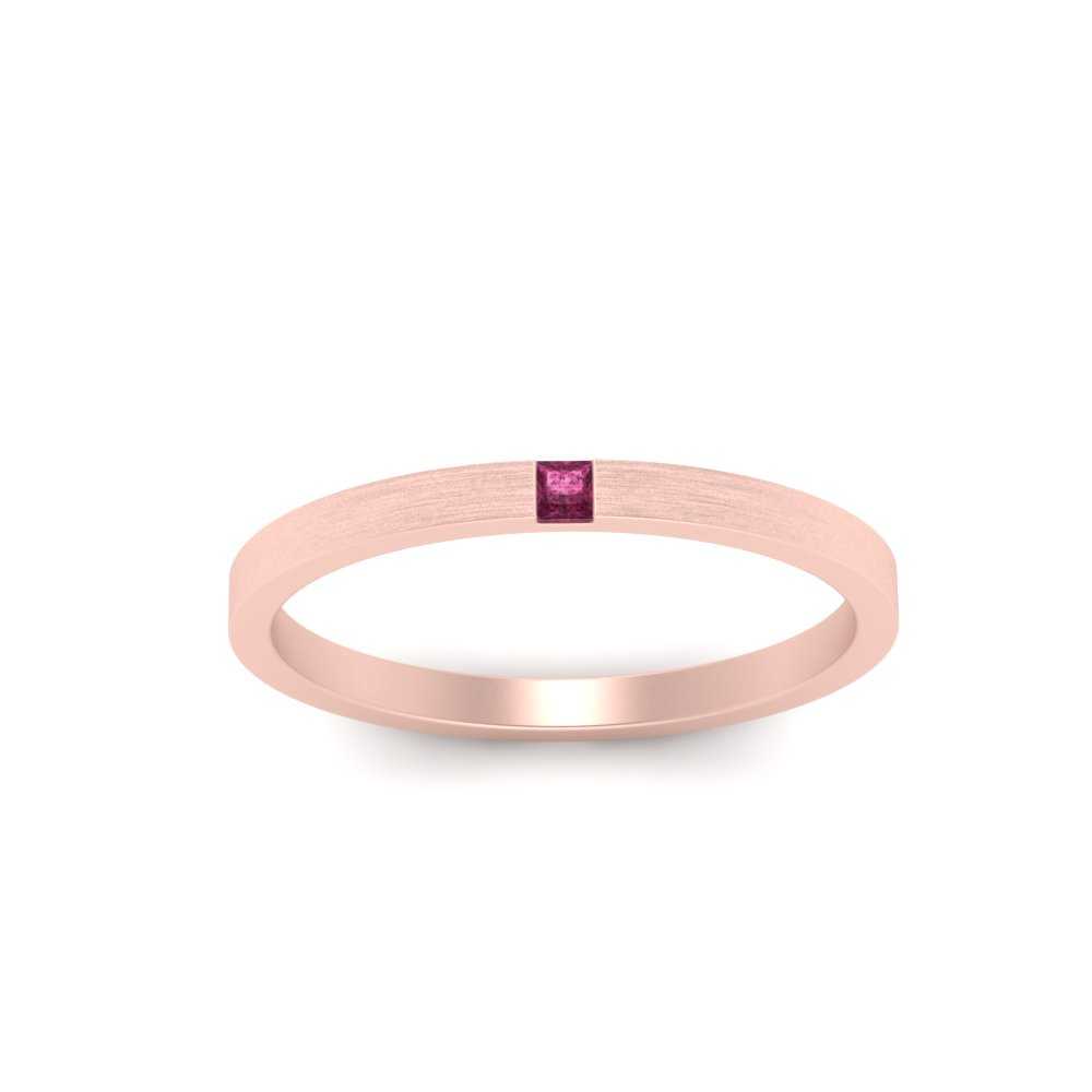 Thin Princess Cut Mens Band Ring