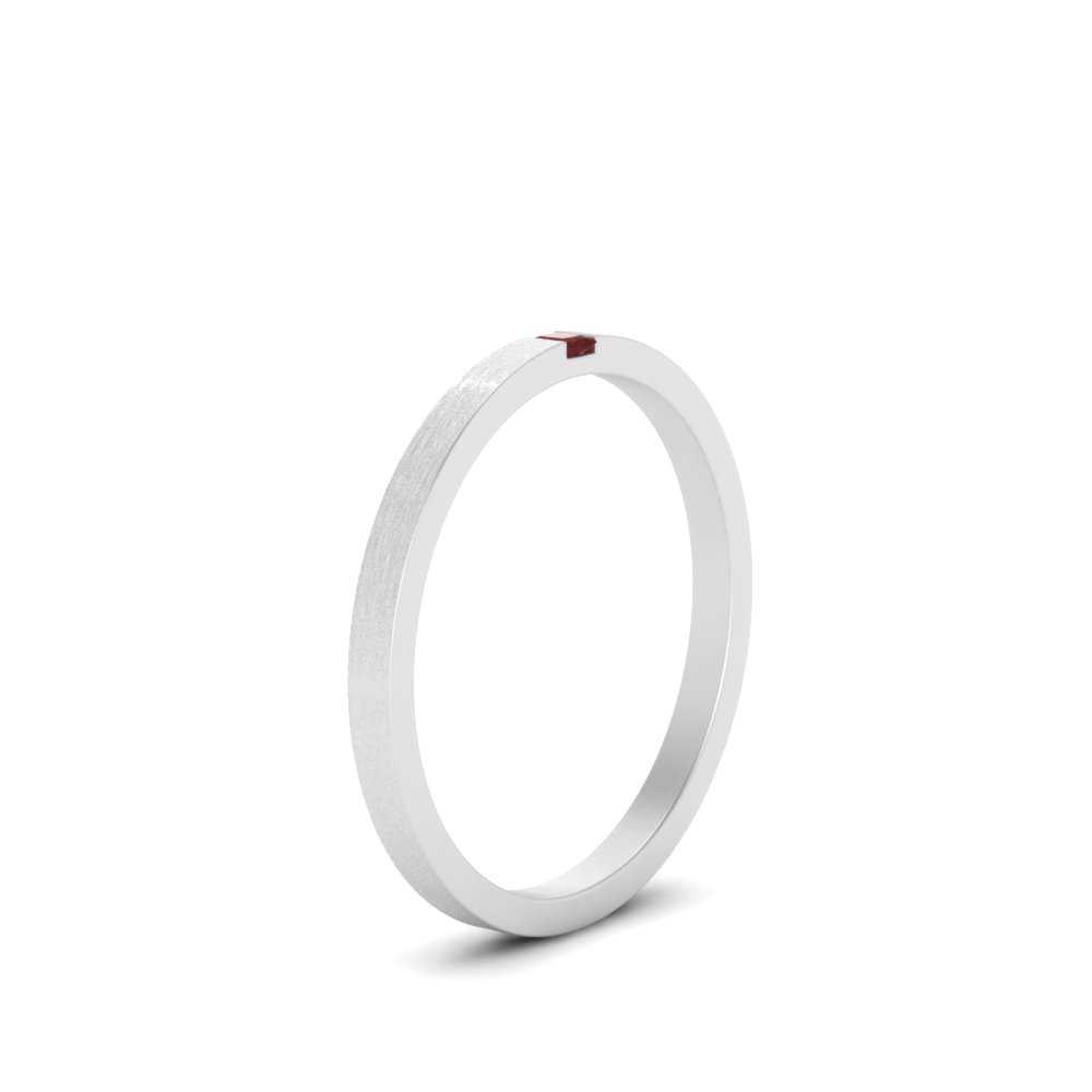 Thin Princess Cut Mens Band Ring