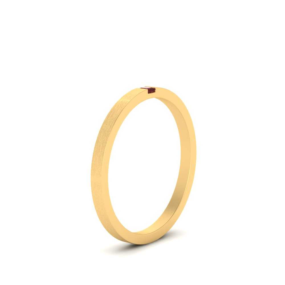 Thin Princess Cut Mens Band Ring