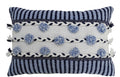 Striped Throw Pillow with Braid and Tassels 14"x20"