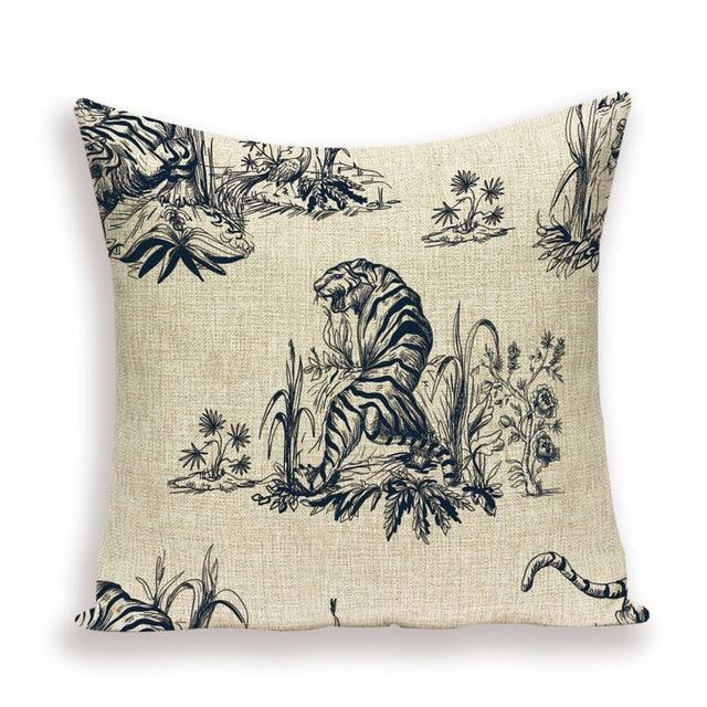 Tiger Cushion Case Autumn Jungle Home Decor Pillows Cases Leopard Printed Animal Throw Pillow Covers Decorative Pillowcase Soft Cushion Covers For Bedroom Sofa Bed Linen Pillow Covers 45X45CM
