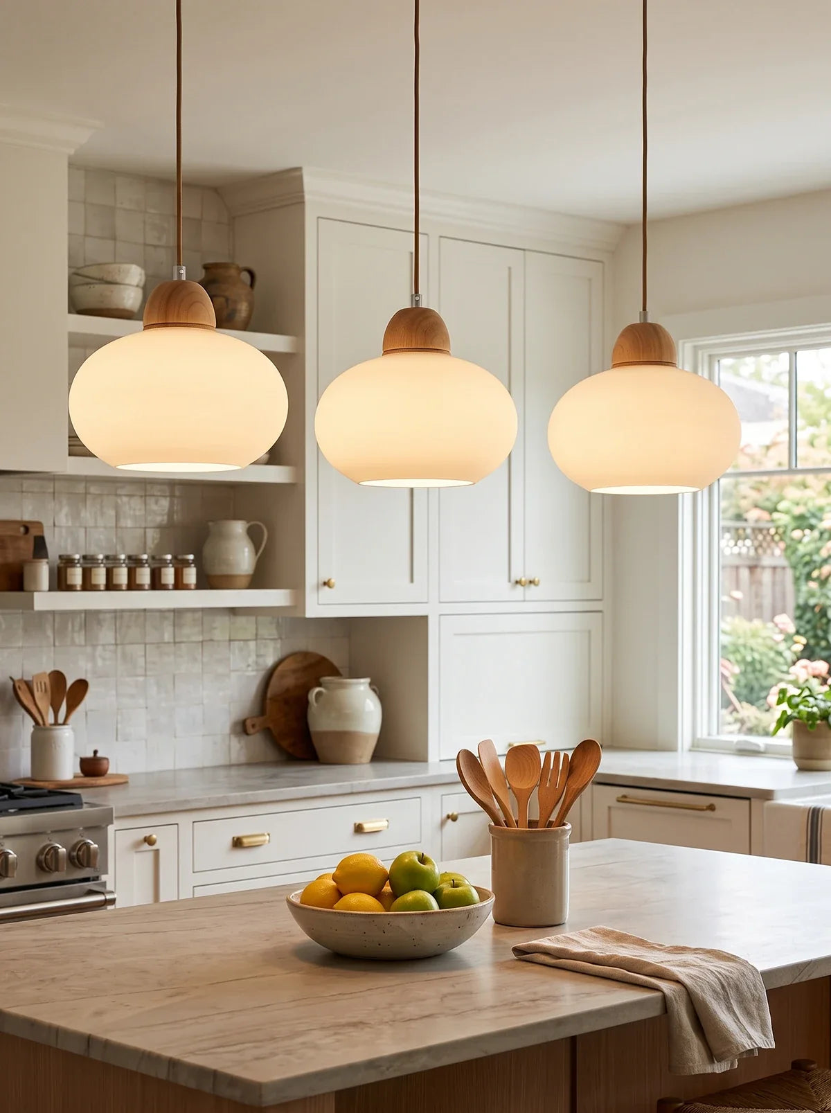 Traditional Japanese Glass Pendant Light