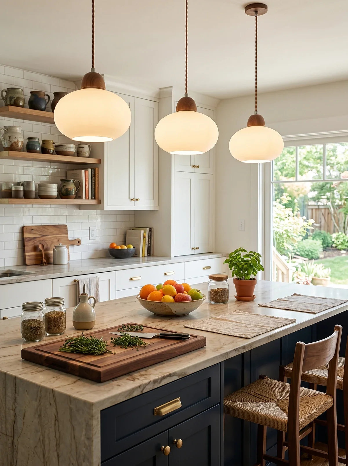 Traditional Japanese Glass Pendant Light
