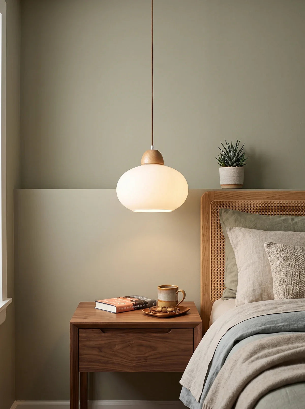 Traditional Japanese Glass Pendant Light