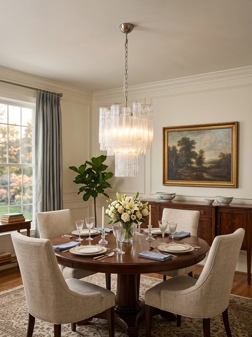 Nevara Fluted Glass Tube Clear Chandelier