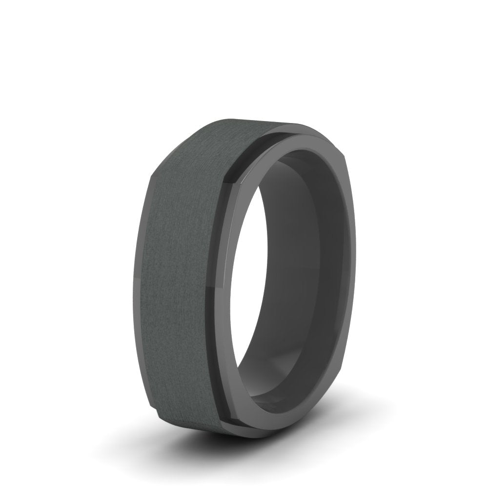 Two Tone Brushed Mens Wedding Ring