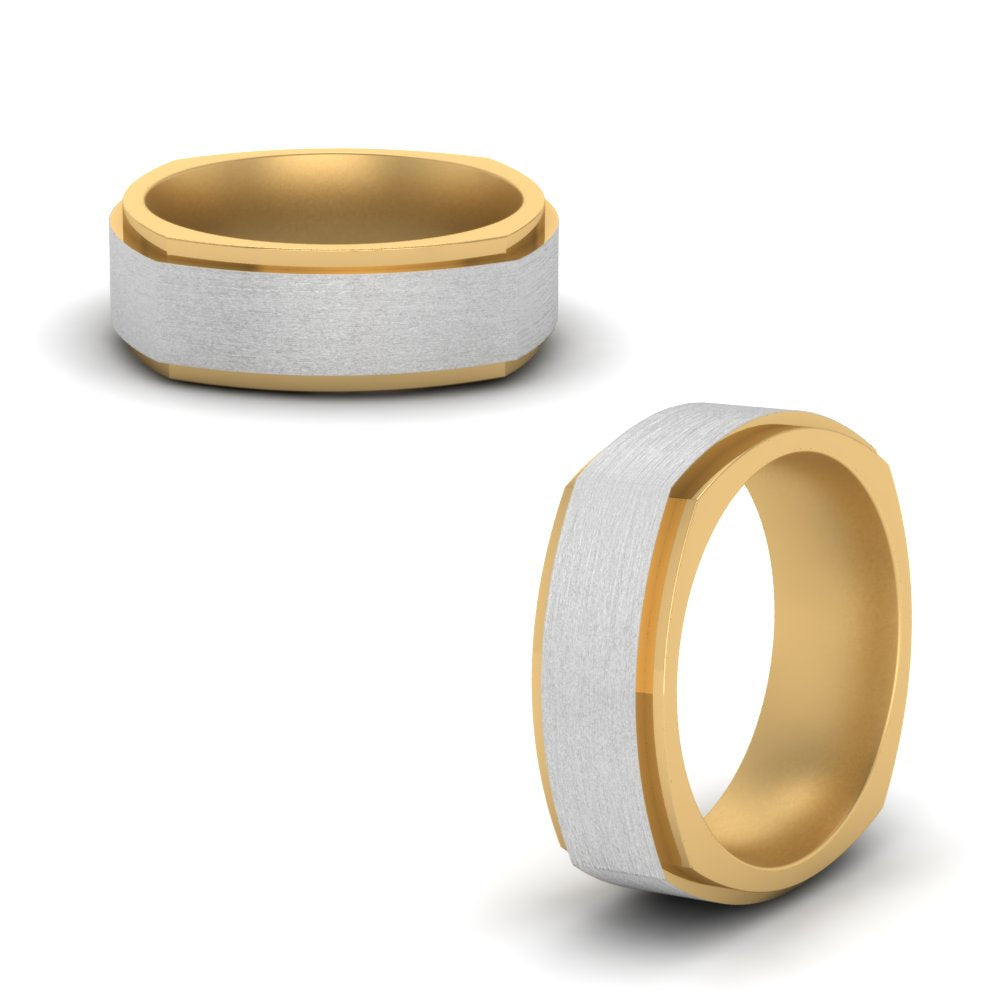 Two Tone Brushed Mens Wedding Ring