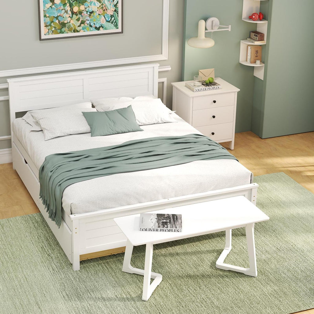 4-Piece Bedroom Furniture Set: Twin Bed Frame, Bench, Vanity Desk & Armoire