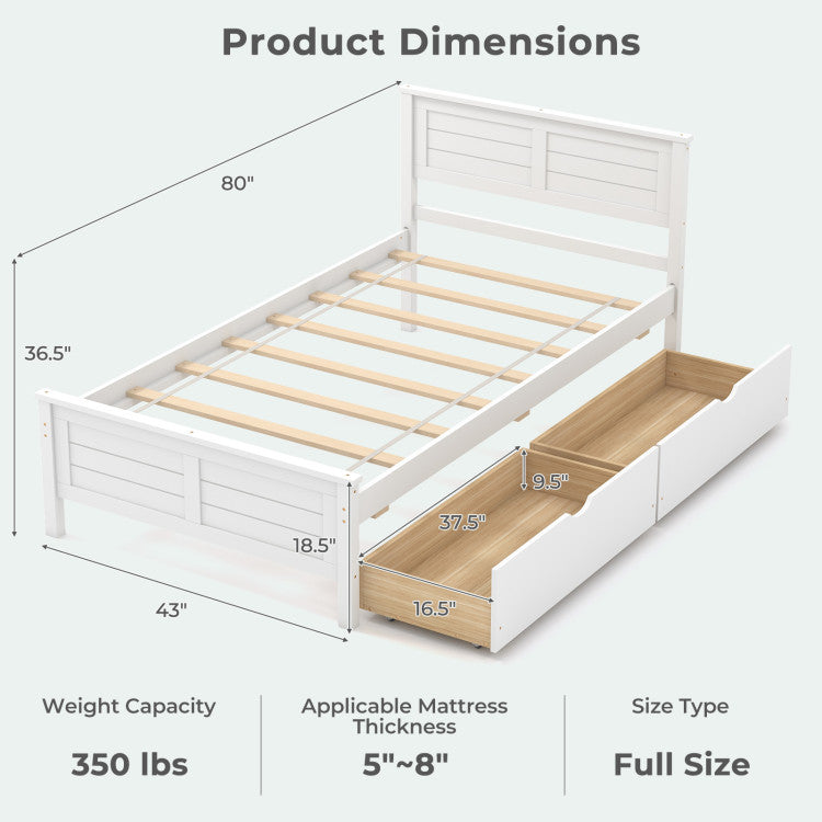 4-Piece Bedroom Furniture Set: Twin Bed Frame, Bench, Vanity Desk & Armoire