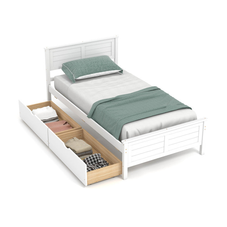 4-Piece Bedroom Furniture Set: Twin Bed Frame, Bench, Vanity Desk & Armoire