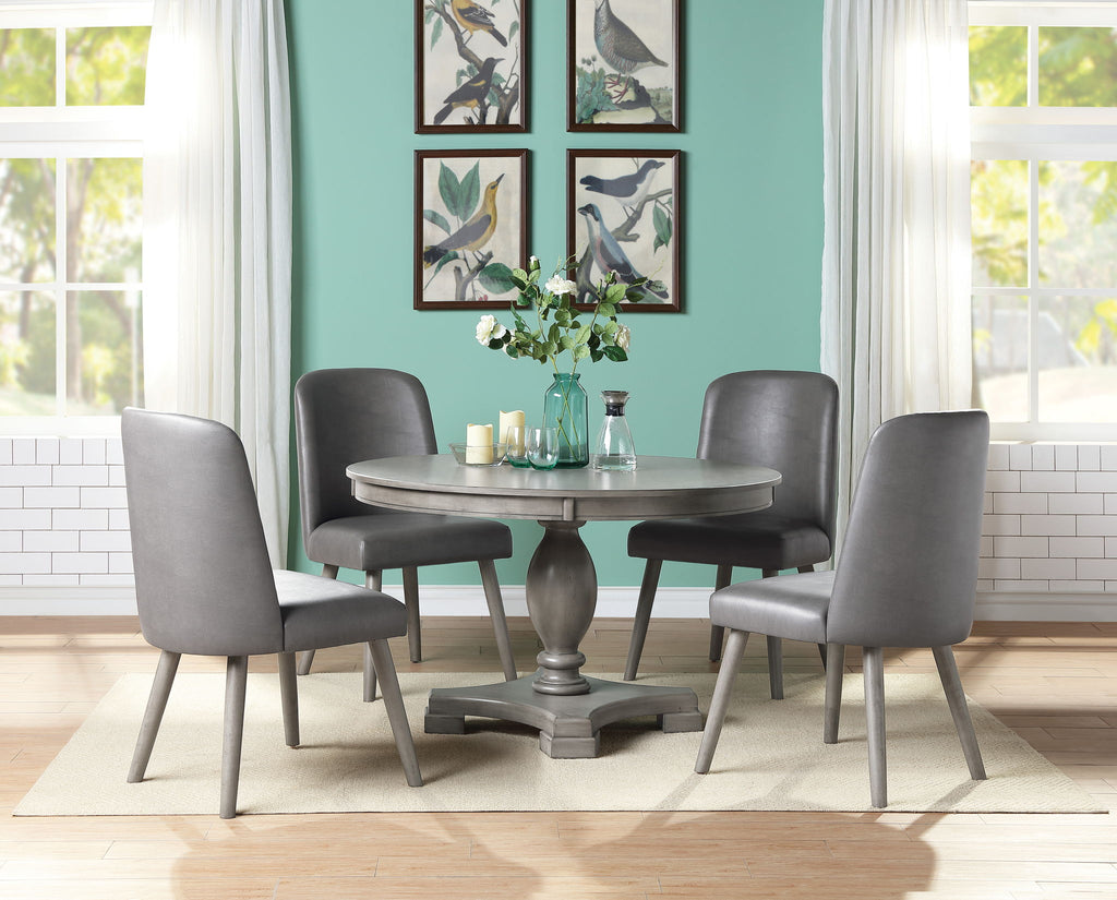 Waylon 5-Piece Dining Room Set with Upholstered Chairs - Gray and Oak