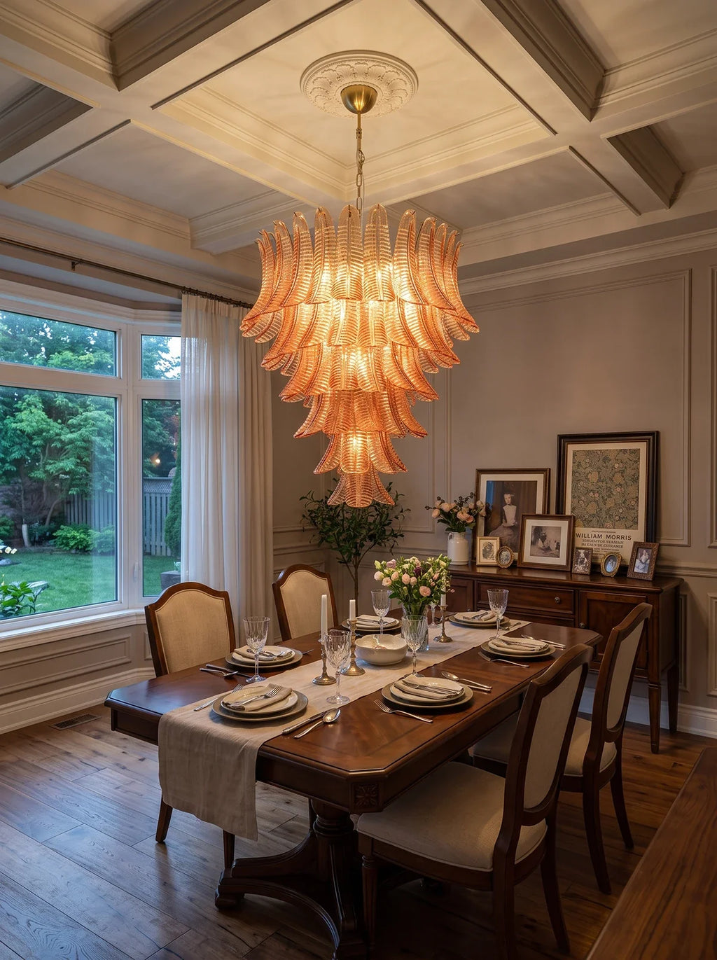 Verdine Amber Fern Leaf Chandelier