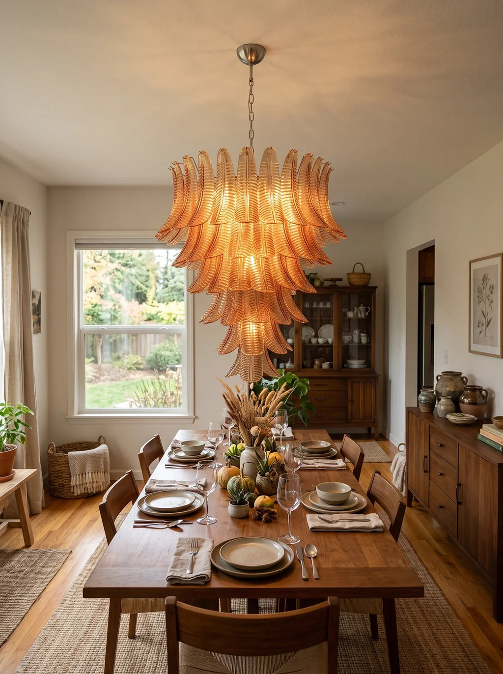 Verdine Amber Fern Leaf Chandelier