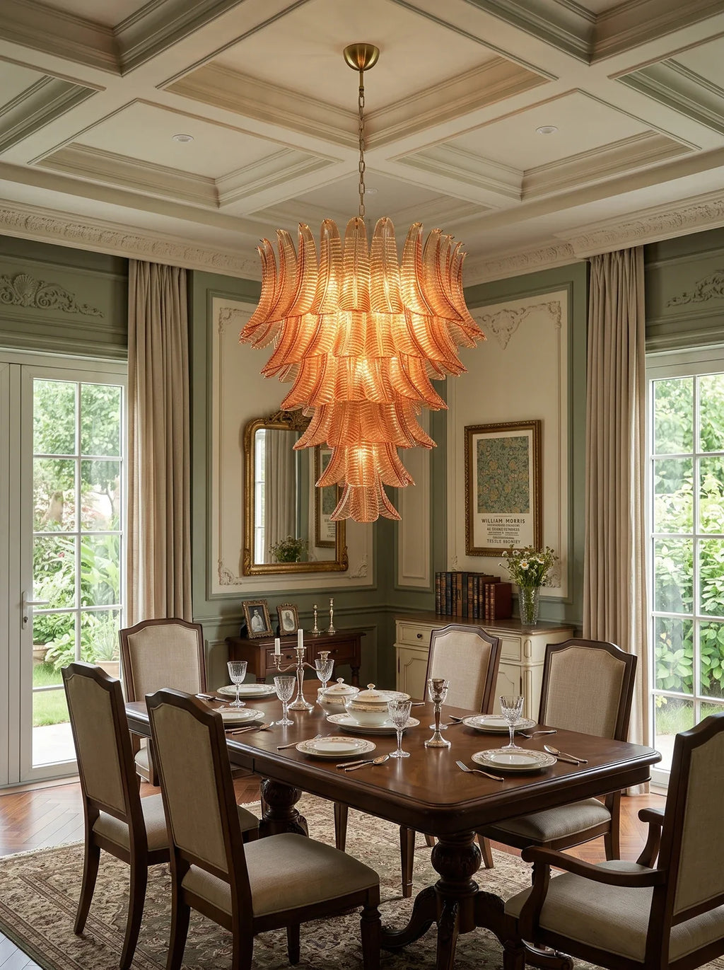 Verdine Amber Fern Leaf Chandelier