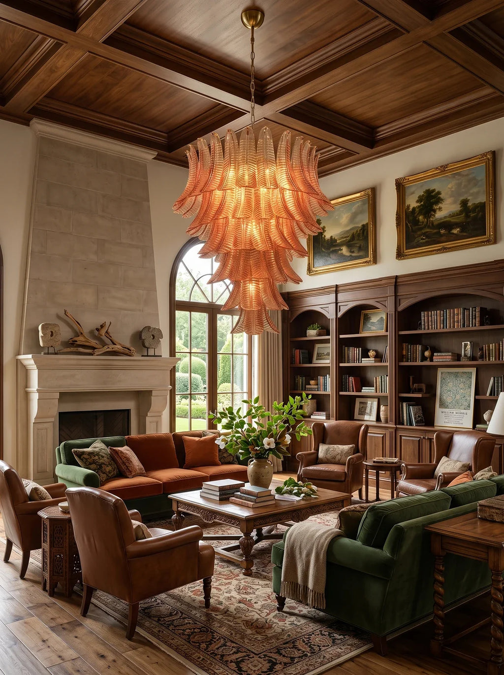 Verdine Amber Fern Leaf Chandelier