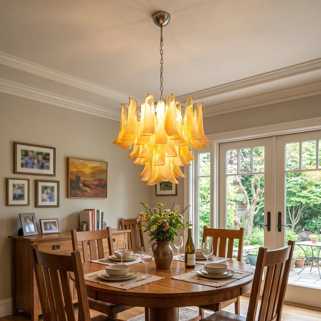 Vintage Caramels Glass Murano Petals Chandelier