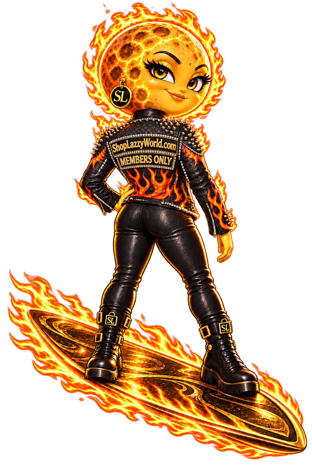 Venus Members Only black leather flame jacket