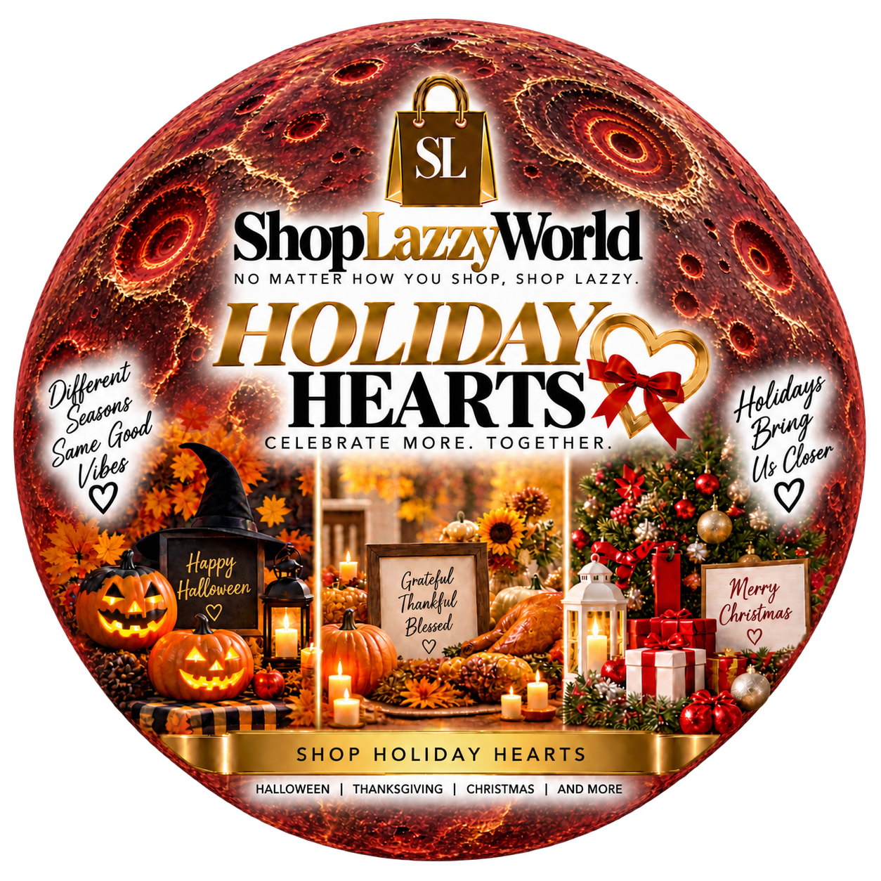 ShopLazzyWorld Holiday Hearts: Halloween, Thanksgiving and Christmas